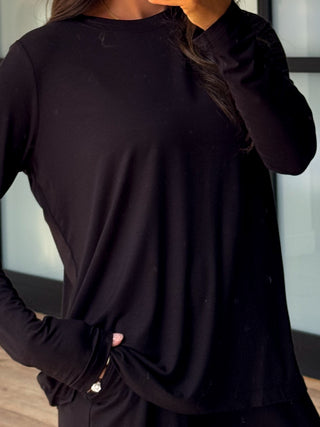 Easy Mode Long Sleeve Top | Black | +Plus Available