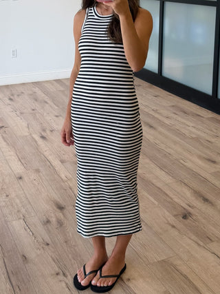 Panama Ribbed Tank Dress | Black