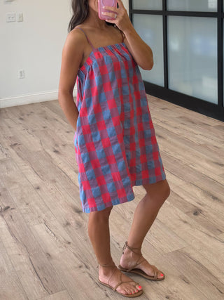 Berry Stand Checkered Dress