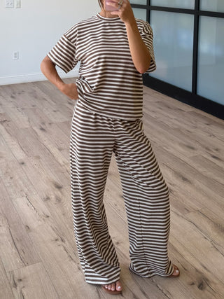 Miah Ribbed Knit Wide Leg Pants | Cocoa Cream