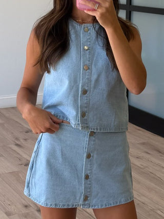 Isobel Buttoned Denim Skort