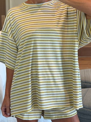 Jovi Ribbed Knit Tee + Shorts Set | Mellow Yellow | +Plus Available