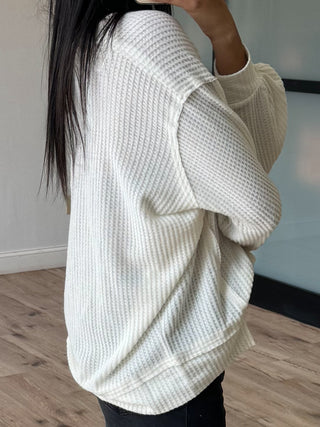 Dawson Waffle Knit Pullover | Ivory