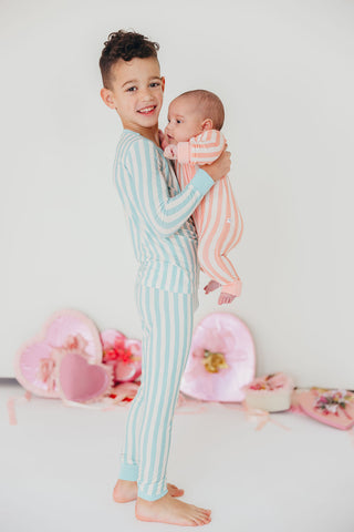 Kids Candy Stripe Pajama Set | Blue | Tiny Talulah