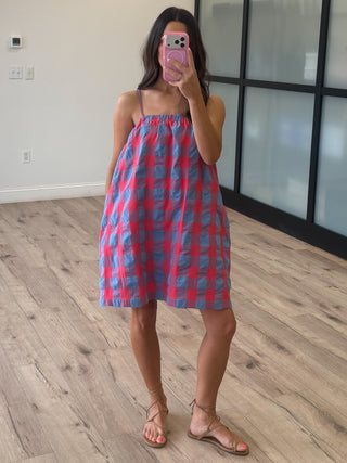 Berry Stand Checkered Dress