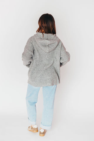 Home Stretch Waffle Knit Hoodie | Grey | +Plus Available