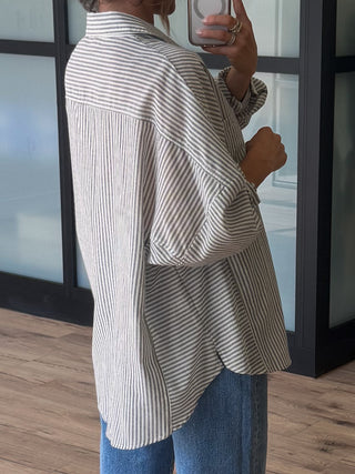 Ardyn Button-Down Top | Black Stripe