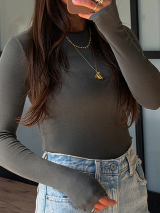 Essential Ribbed Long Sleeve | Evergreen | +Plus Available