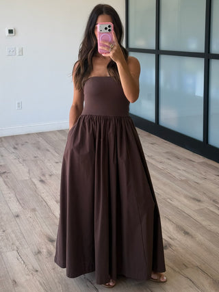 Markey Strapless Maxi Dress | Chocolate