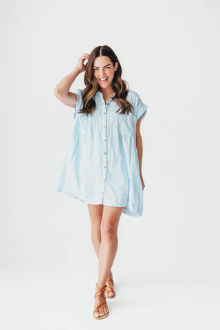 Coastal Core Cotton Dress | Light Blue