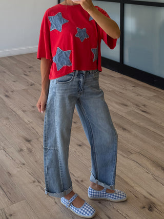 Starburst Patch Tee | Cherry