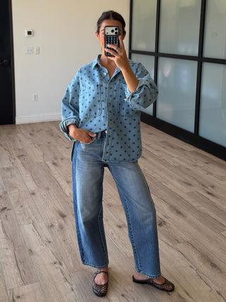 Cavi Polka Dot Denim Shacket