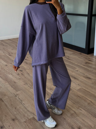 Just Lounging Brush Knit Pants | Lavender Mocha