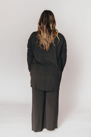 Ally Long Sleeve + Cropped Pants Set | Charcoal | +Plus Available