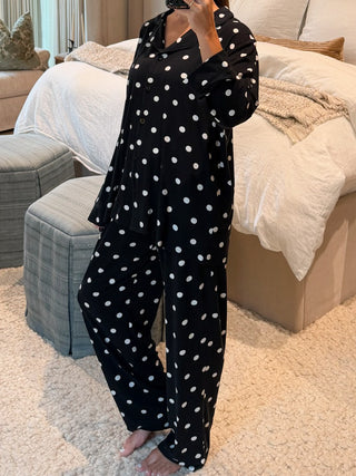 Polka Dot Women's Ribbed Pant Set | +Plus Available