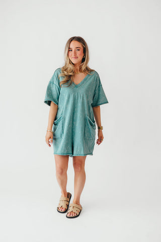 Mineral Wash Casual Romper | Jade