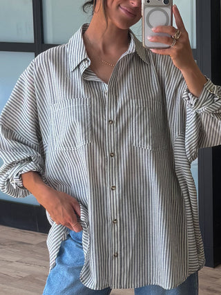 Ardyn Button-Down Top | Black Stripe