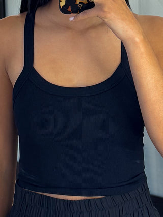 Vital Ribbed Crop Cami | Black