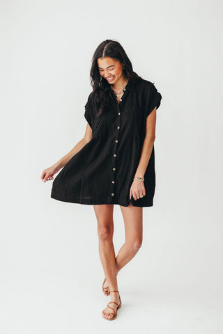 Coastal Core Cotton Dress | Black