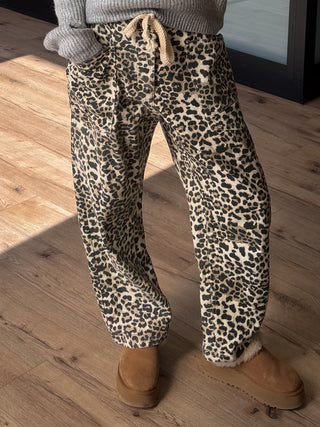 Jules Drawstring Barrel Pants | Leopard