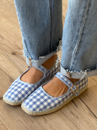 Gingham Mary Jane Espadrilles | Sky