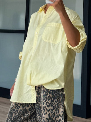 Poplin Cotton Button-Down Shirt | Yellow | RESTOCK