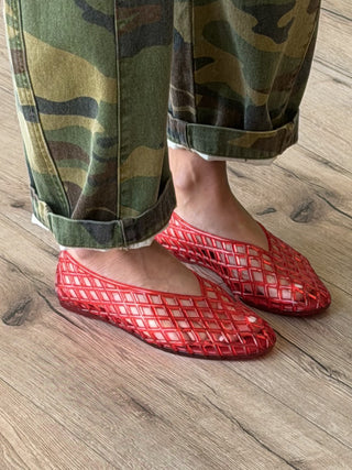 Jelly Mesh Ballet Flats | Cherry