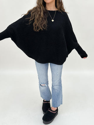 Harmony Ribbed Knit Sweater | Black | RESTOCK