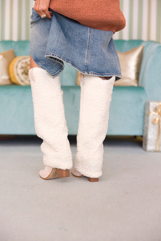 Sherpa Knee-High Foldover Boots | Cream