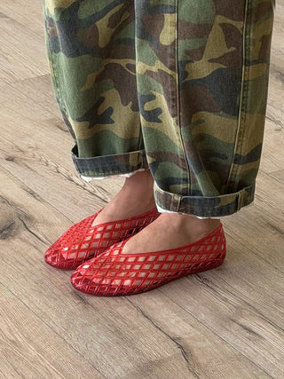 Jelly Mesh Ballet Flats | Cherry