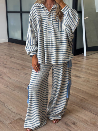 Keeley Oversized Henley | Blue Stripe