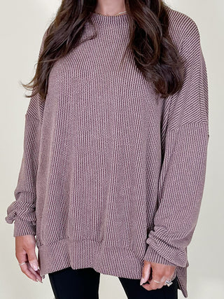 Comfy Ribbed Pullover | Chocolate | +Plus Available | BLACK TUESDAY DOORBUSTER