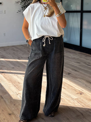 Gramercy Wide Leg Pants | Washed Black