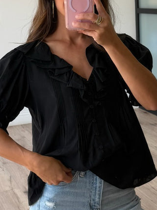 Aimee Ruffle Poplin Blouse