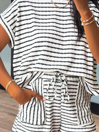 Lettie Dolman Tee | Black Stripe