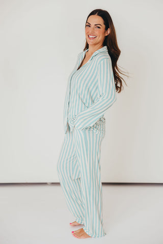 Candy Stripe Pajama Set | Blue | +Plus Available