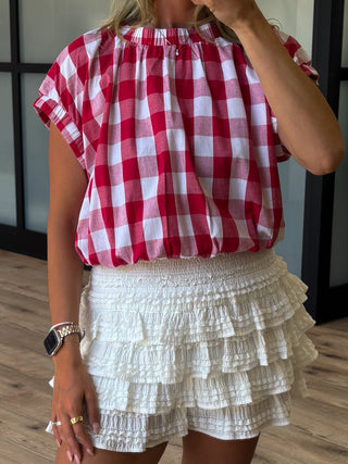 Gingham Basket Top | Red