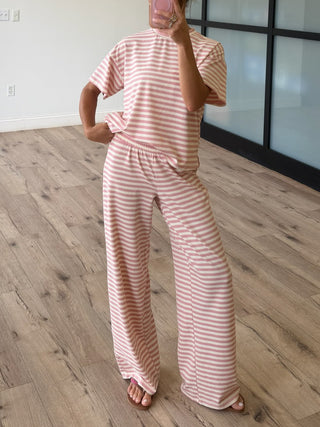 Miah Ribbed Knit Tee | Ballet Pink