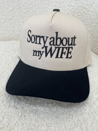 'Sorry About My Wife' Canvas Cap | Black