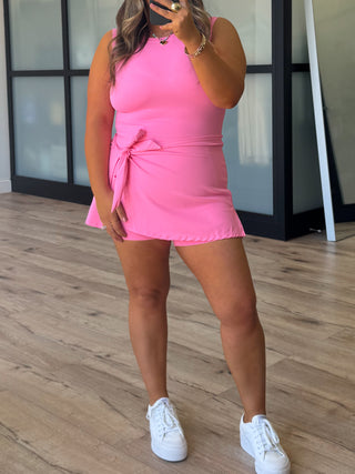 Aveline Active Wrap Romper | Hot Pink
