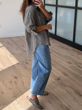 Archie Gingham Button-Down Blouse