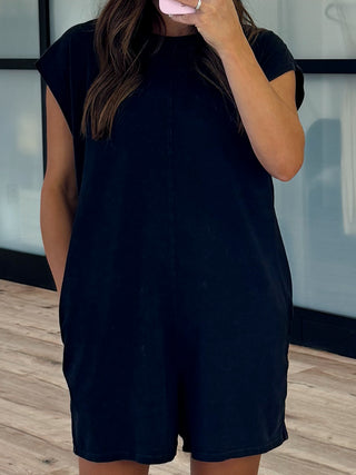 Let It Go Romper | Washed Black