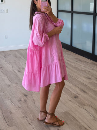 Saltwater Eyelet Cover-Up Dress | Bubblegum
