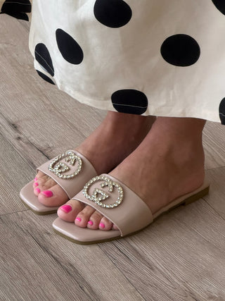 Firenze Embellished Slides | Natural