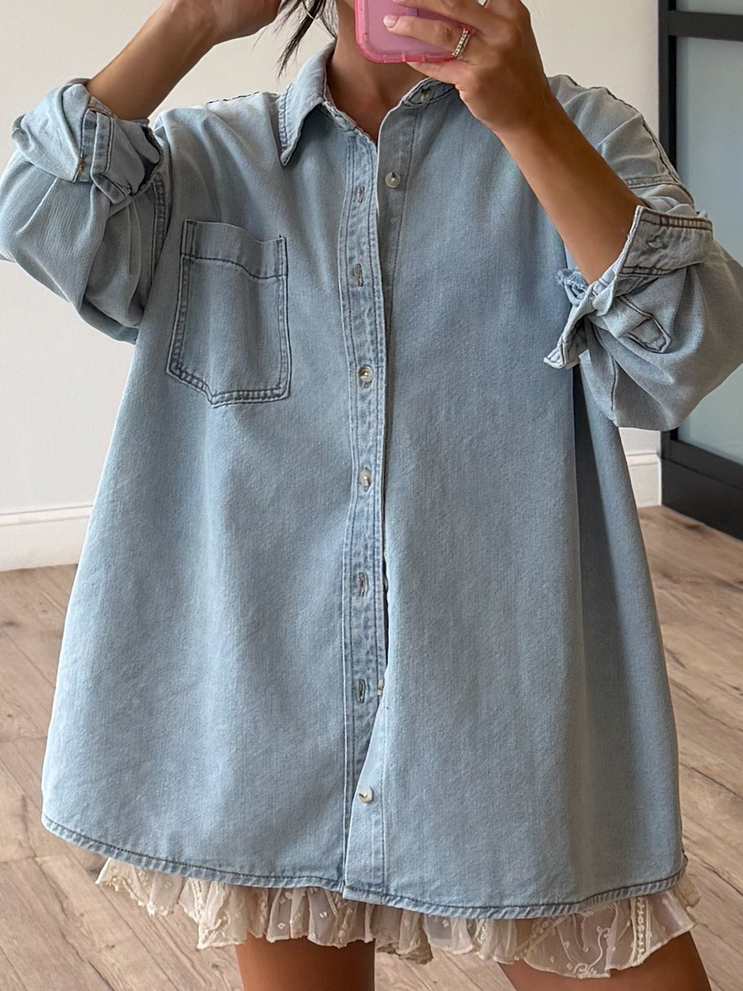 Old Soul Denim Shacket | Light Wash