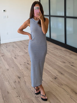 Panama Ribbed Tank Dress | Royal Blue