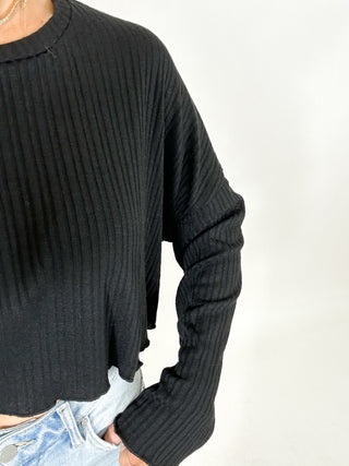 Lakelyn Ribbed Long Sleeve | Black | FINAL SALE