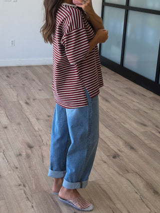 Cason Stripe Boyfriend Tee