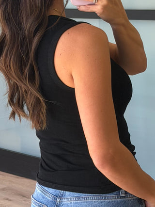 Standard Scoop Ribbed Tank | Black