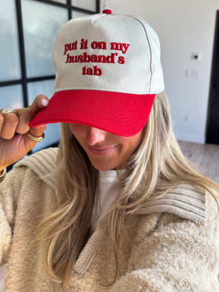 'Put It On My Husband's Tab' Canvas Cap | 4 Colors Available